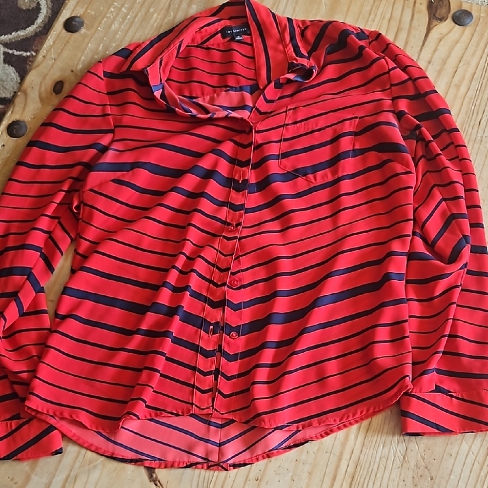 The Lumited Red and Navy Striped Blouse
